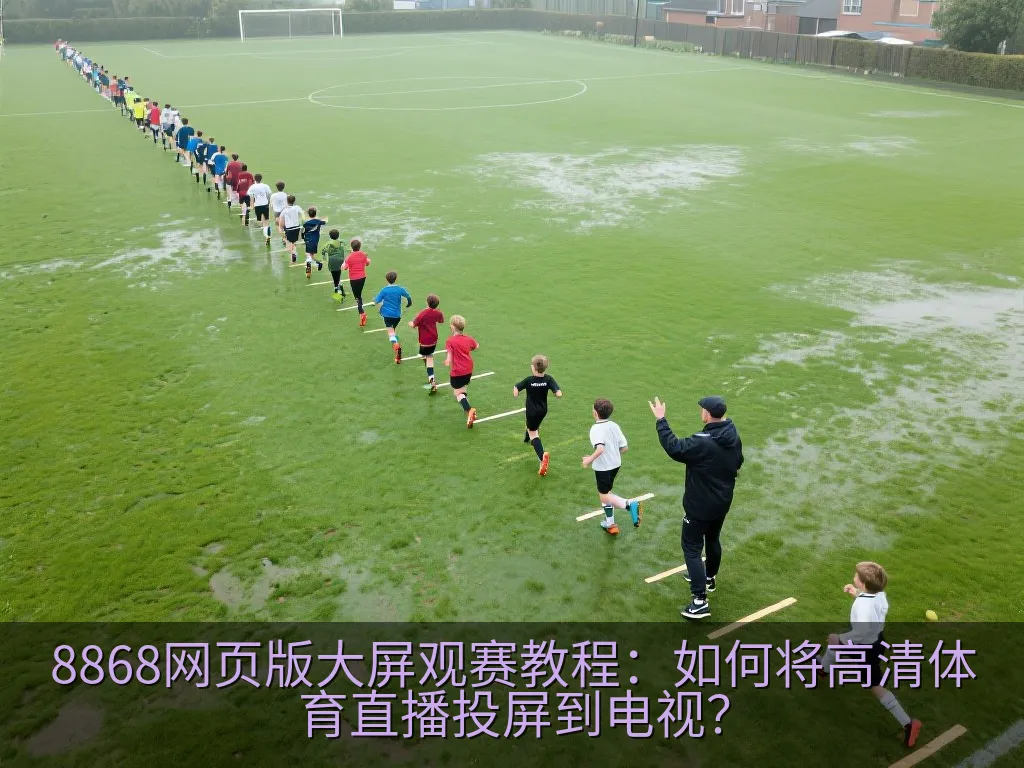 笔记本电脑通过HDMI线连接到大屏幕电视，显示体育赛事分析图表